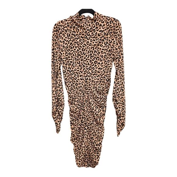 NWT LIKELY Leopard Long Sleeve Bodycon Dress - Size 12 - Picture 2 of 9